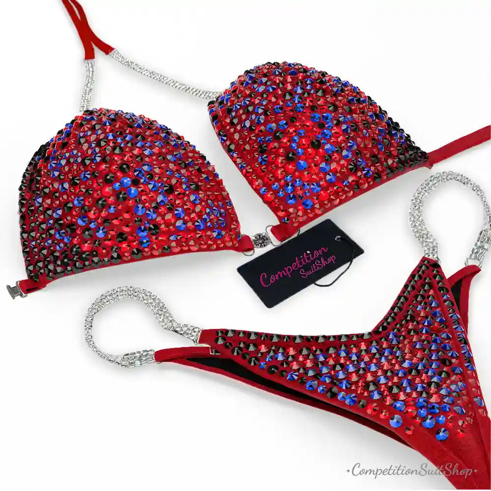 Red & Blue Spider Sparkle Edge Wellness Competition Suit BM182-5W